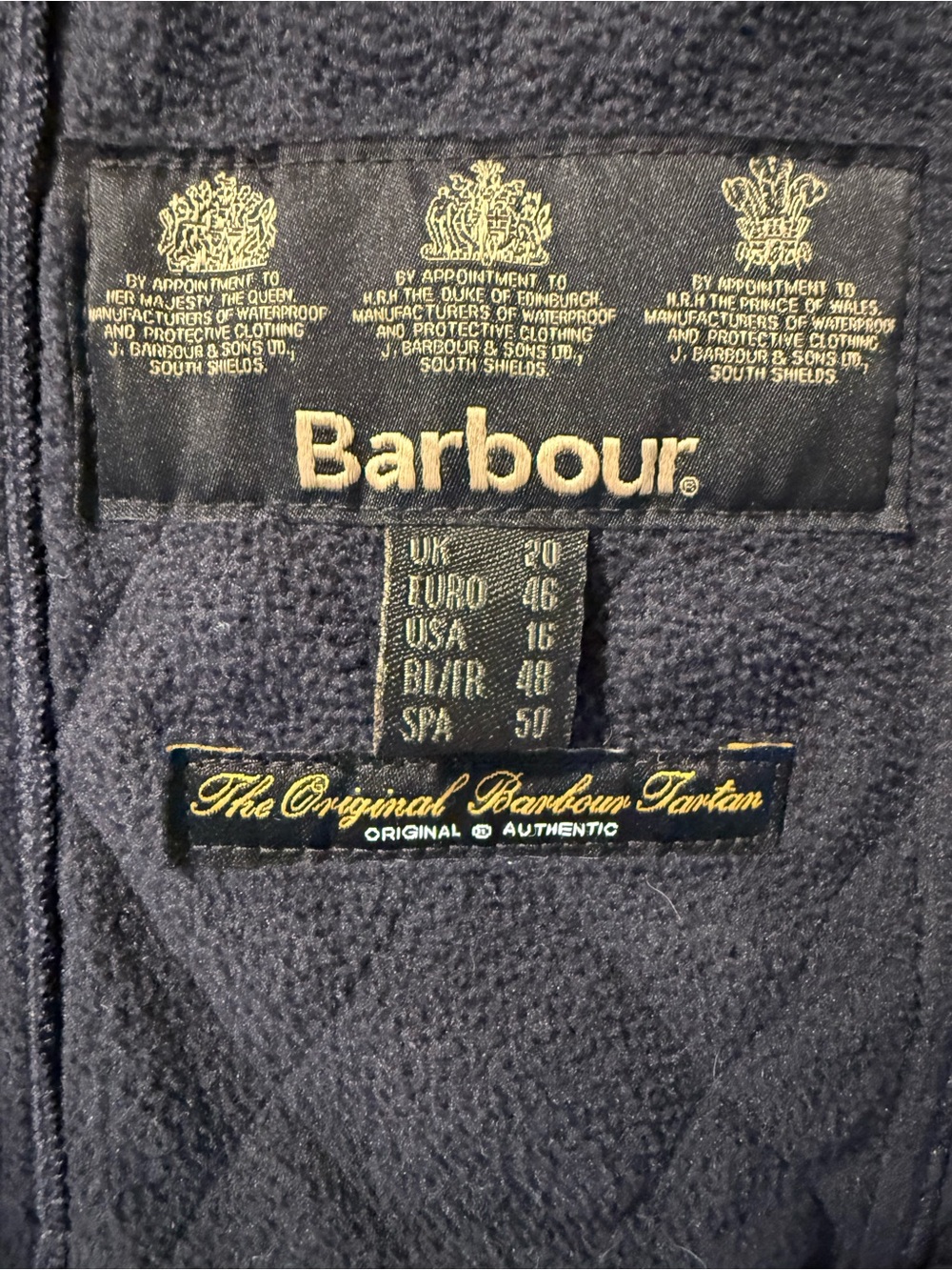 Barbour Beadnell polarquilt Navy Women's Jacket with Contrast Plaid Cuffs - Picture 5 of 5
